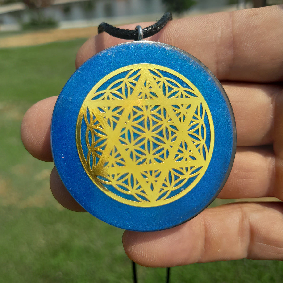 Colgante de Orgonita Flor de la Vida y Estrella de 6 Puntas