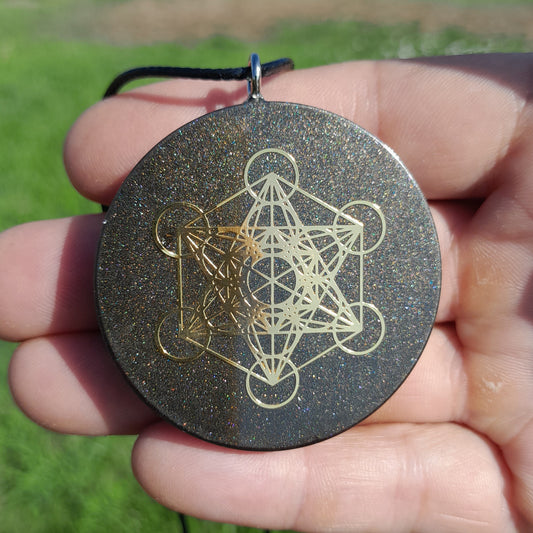 Colgante de Orgonita Metatron Marrón Oscuro con Shungita