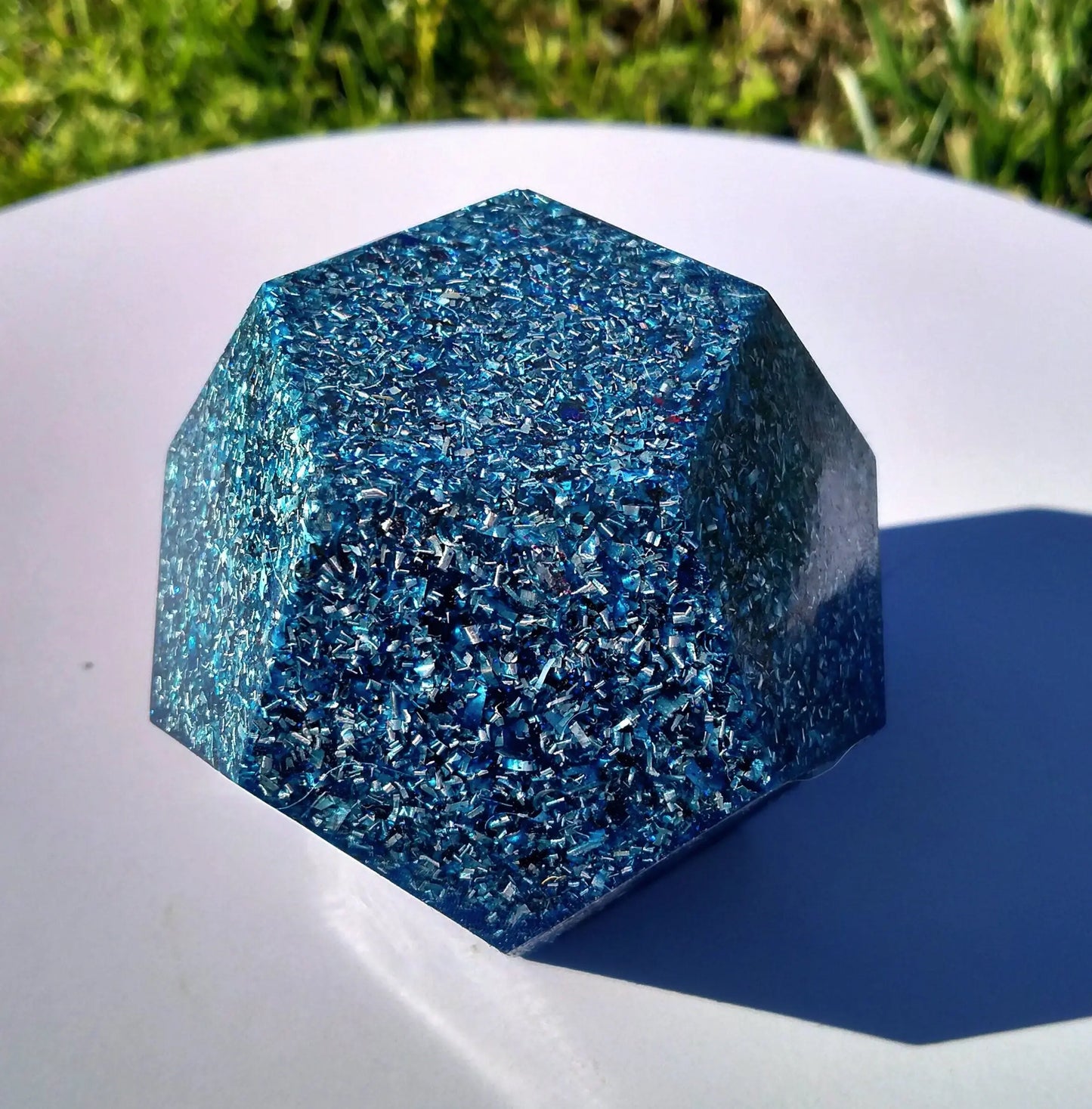 Dodecaedro Orgonita Azul- Tamaño Mediano - mundoorgon