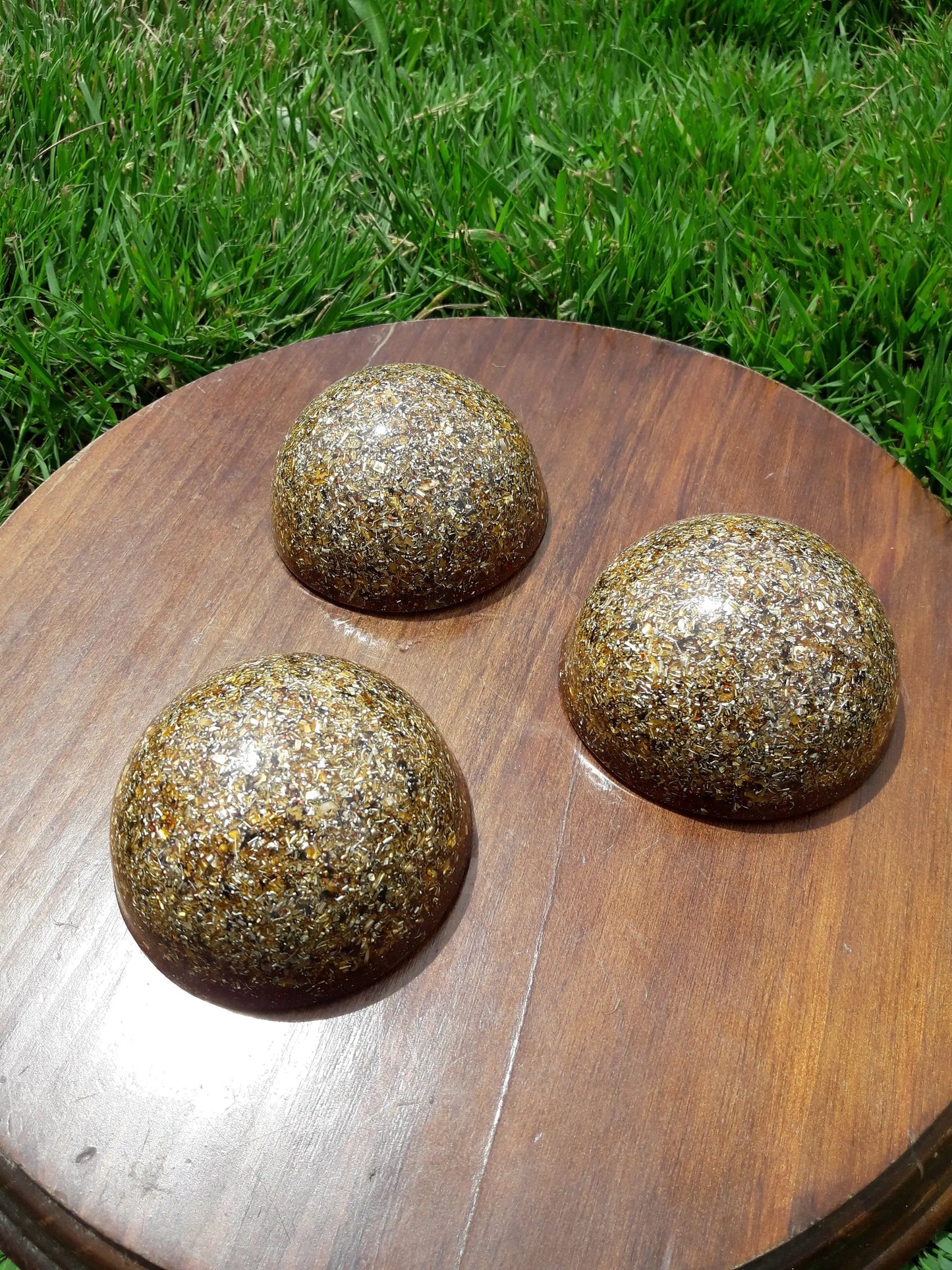 Earth Color Hemisphere Orgonite- Protects from Electromagnetism, 4G and 5G- Energy Transmuter- 