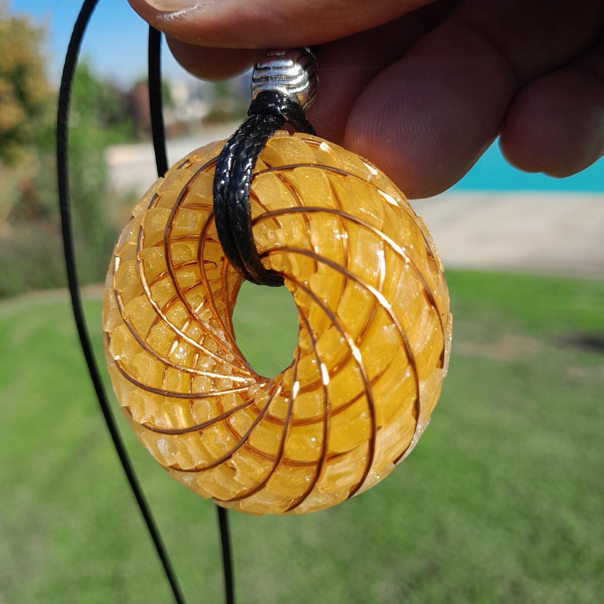 Bobina Rodin con Cuarzo Citrino - 50mm - Generador de Ondas de Vórtice - Mundo Orgon