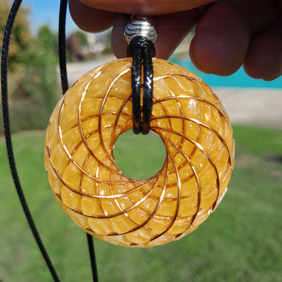 Bobina Rodin con Cuarzo Citrino - 50mm - Generador de Ondas de Vórtice - Mundo Orgon