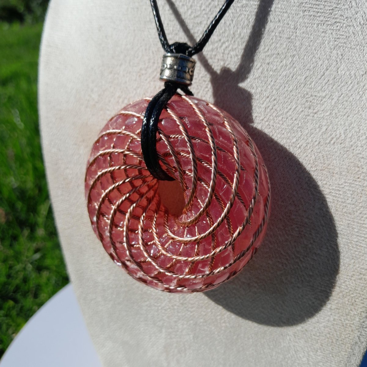 Bobina Torus de Rodin con Cuarzo Rosa - 62mm - Generador de Ondas de Vórtice - Mundo Orgon