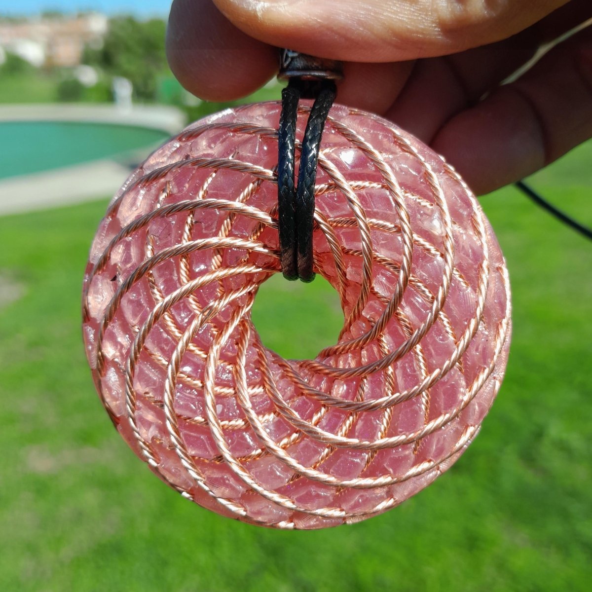 Bobina Torus de Rodin con Cuarzo Rosa - 62mm - Generador de Ondas de Vórtice - Mundo Orgon