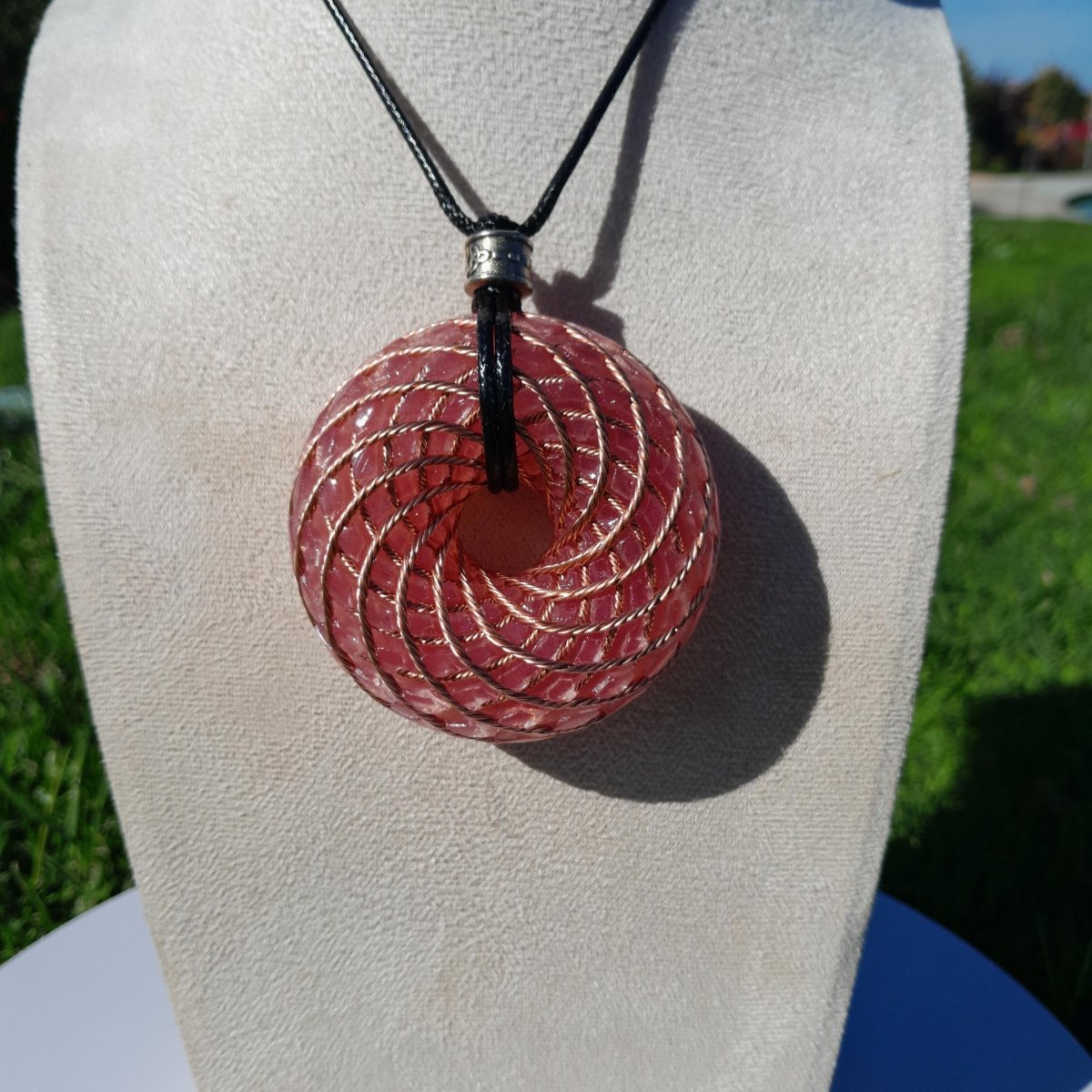 Bobina Torus de Rodin con Cuarzo Rosa - 62mm - Generador de Ondas de Vórtice - Mundo Orgon