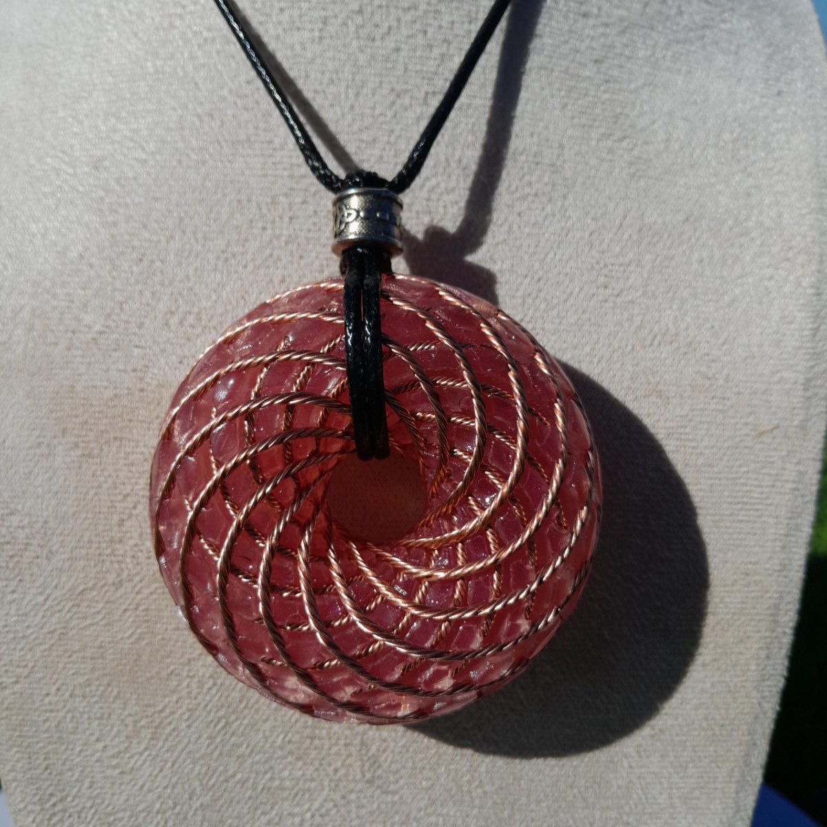 Bobina Torus de Rodin con Cuarzo Rosa - 62mm - Generador de Ondas de Vórtice - Mundo Orgon
