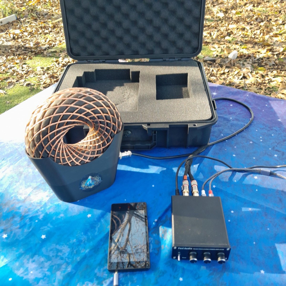 Bobina Torus Rodin 185mm con Shungita | Dispositivo PEMF de Ondas de Vórtice, Maleta Rígida y Amplificador 100W - Mundo Orgon