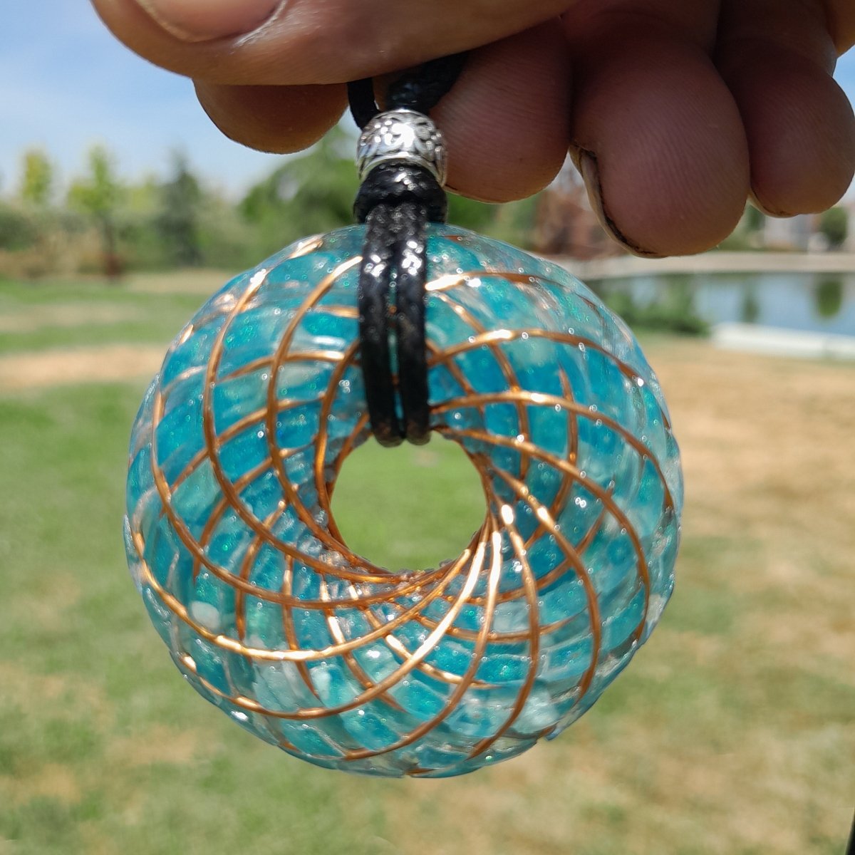 Bobina Torus Rodin con Aguamarina 50mm - Mundo Orgon LTD