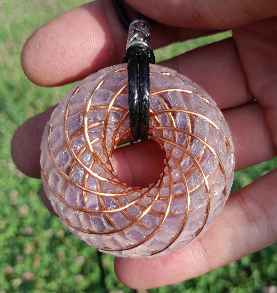 Bobina Torus Rodin con Amatistas - 50mm - Generador de Ondas de Vórtice - Mundo Orgon