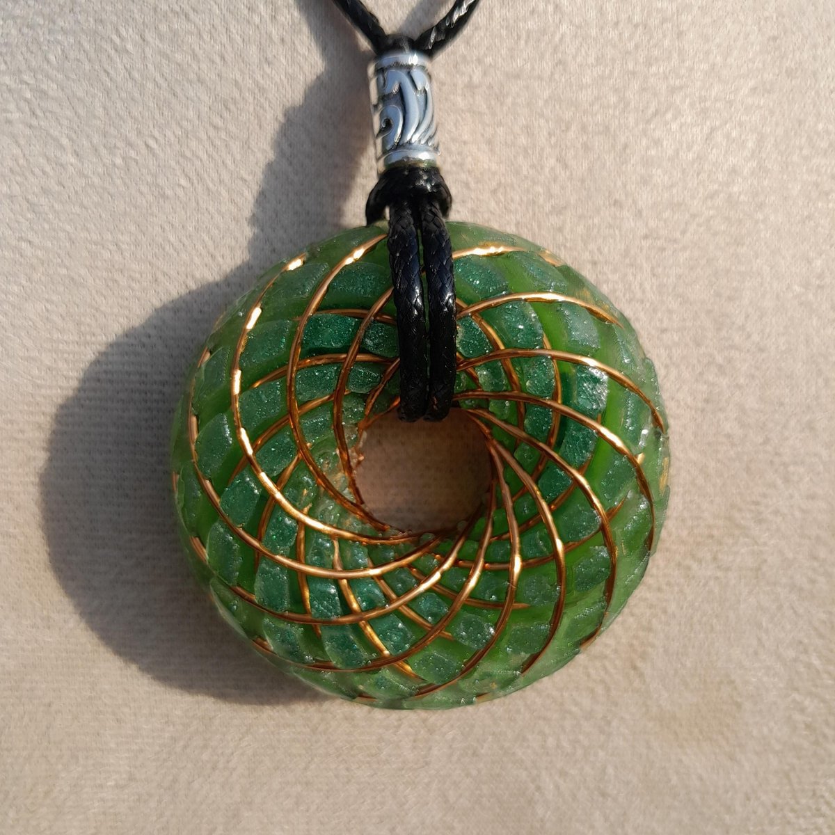 Bobina Torus Rodin con Aventurina Verde - 50mm - Generador de Ondas de Vórtice - Mundo Orgon