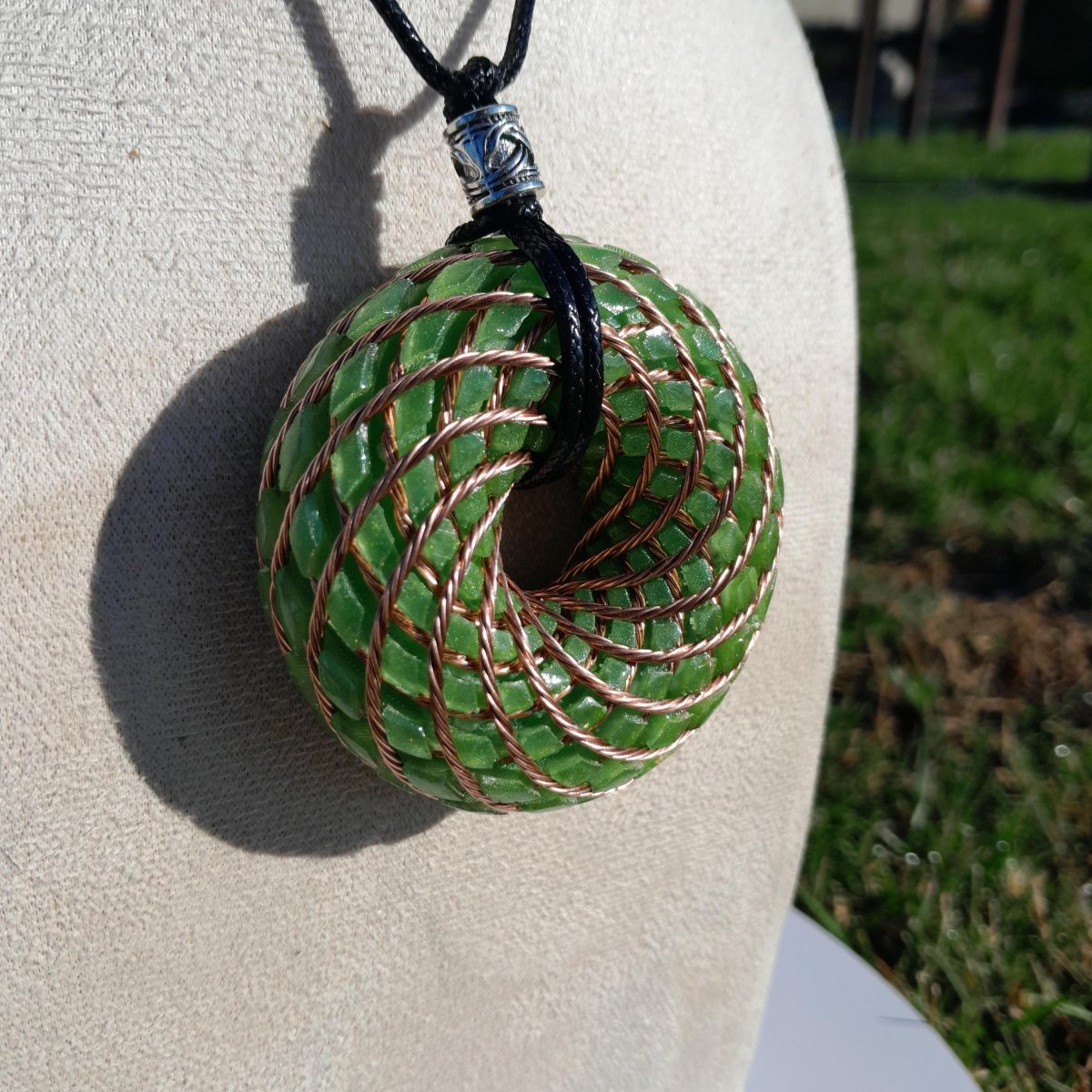 Bobina Torus Rodin con Aventurina Verde - 62mm - Generador de Ondas de Vórtice - Mundo Orgon