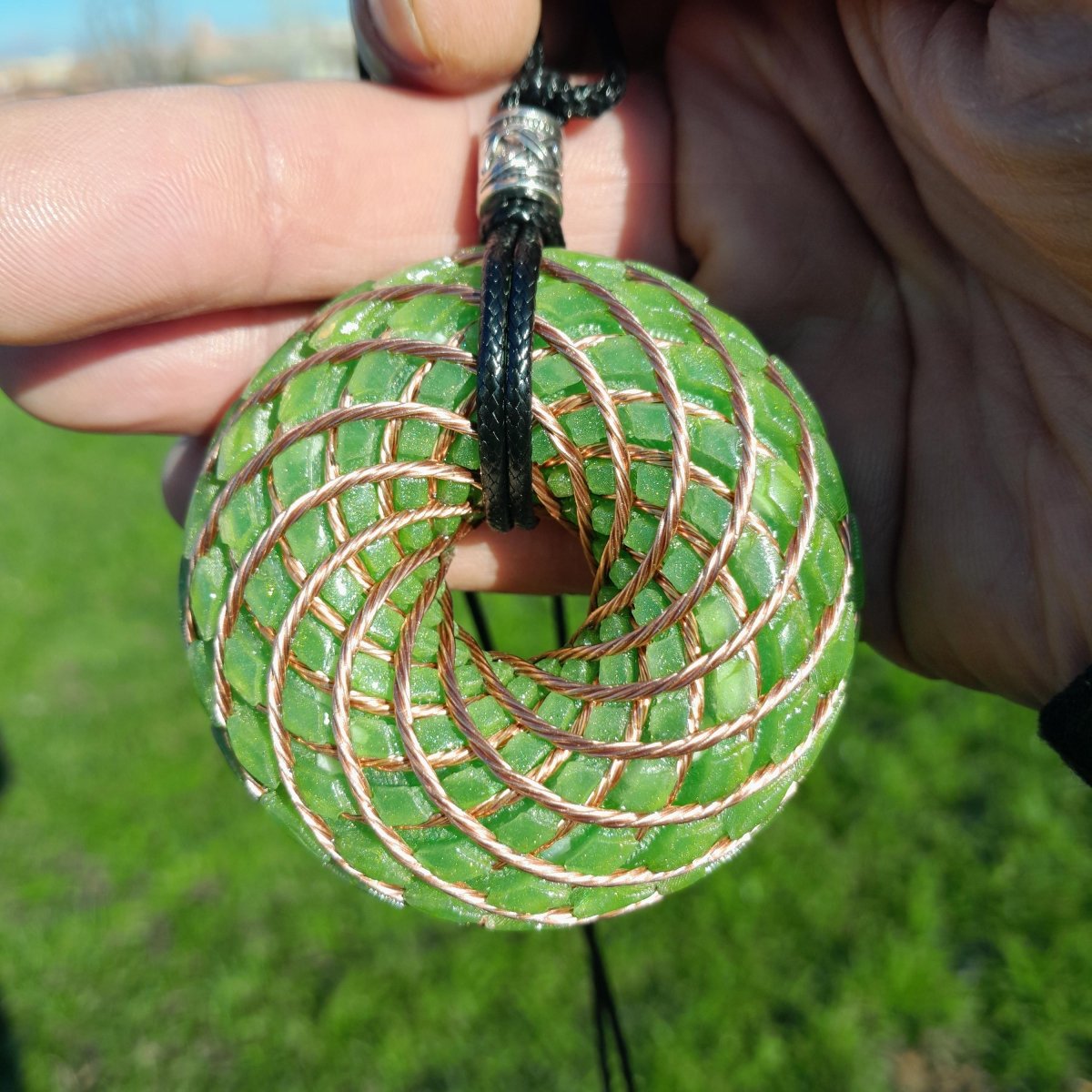 Bobina Torus Rodin con Aventurina Verde - 62mm - Generador de Ondas de Vórtice - Mundo Orgon
