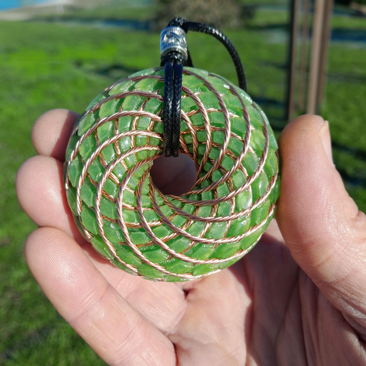 Bobina Torus Rodin con Aventurina Verde - 62mm - Generador de Ondas de Vórtice - Mundo Orgon