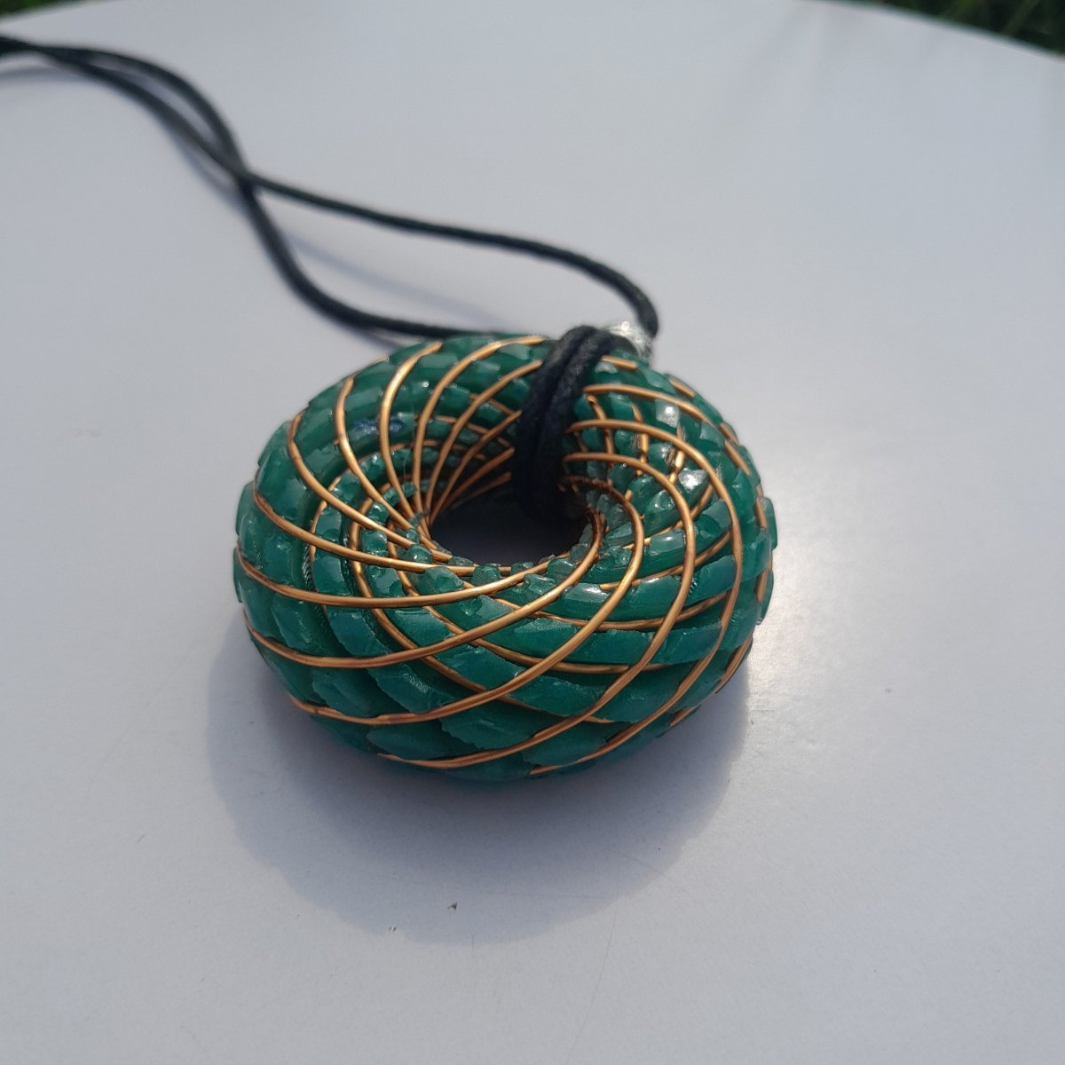 Bobina Torus Rodin con Chips de Turquesa- 50mm - Mundo Orgon LTD