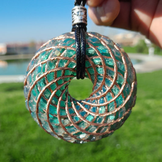 Colgante Bobina Rodin con Turquesa Azul 62 mm - Mundo Orgon LTD