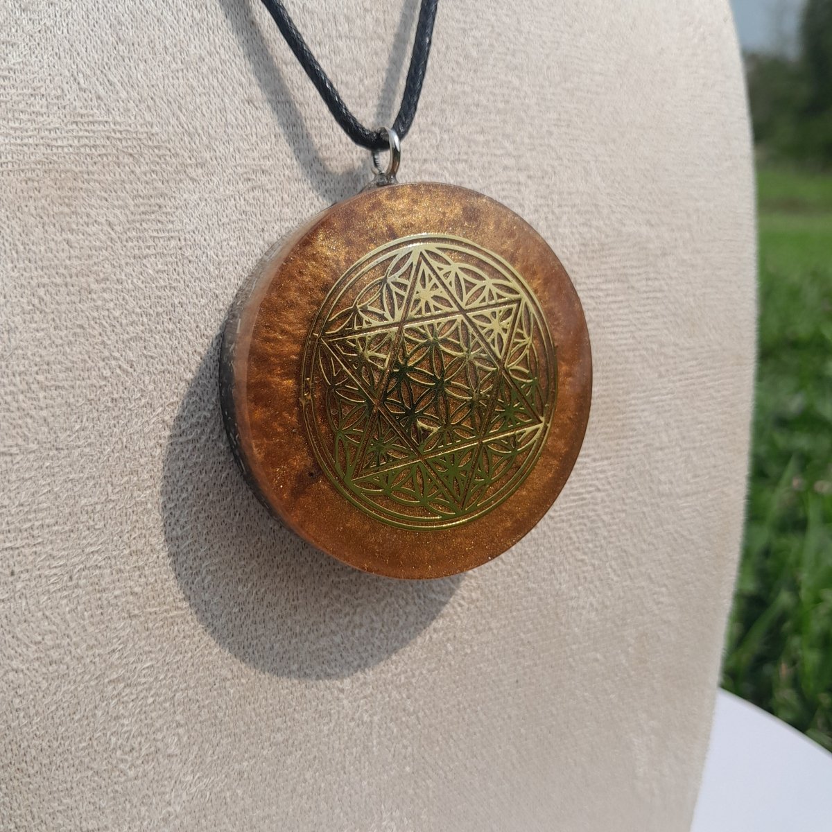 Colgante de Orgonita Flor de la Vida con Estrella de 6 puntas - Mundo Orgon LTD