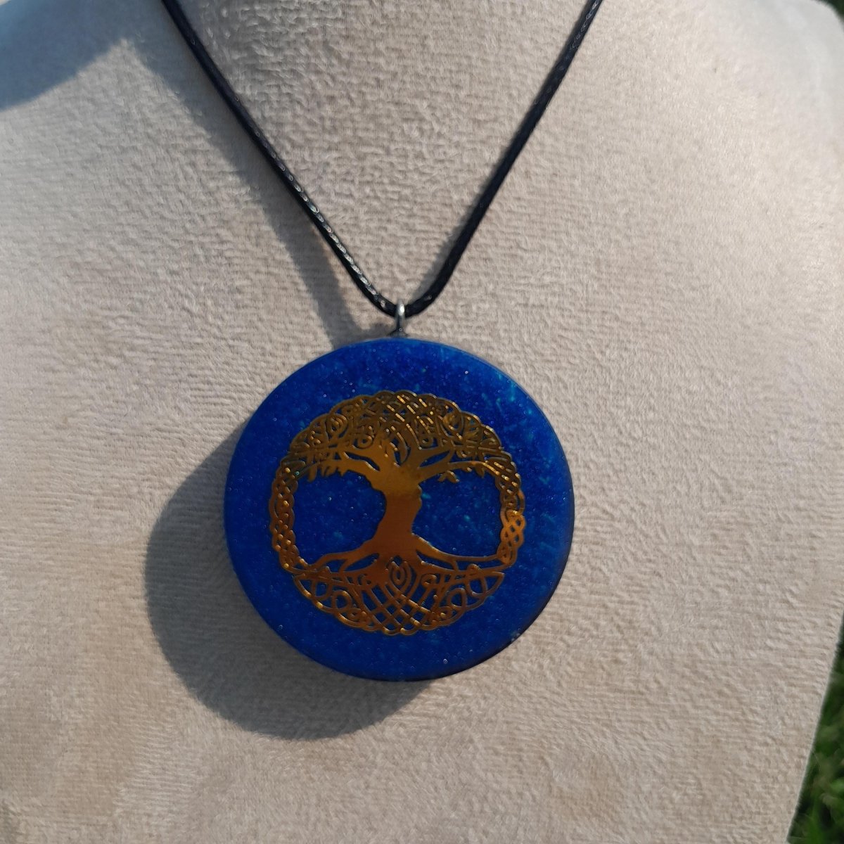 Colgante Orgonita Árbol de la Vida Azul con Shungita - Mundo Orgon