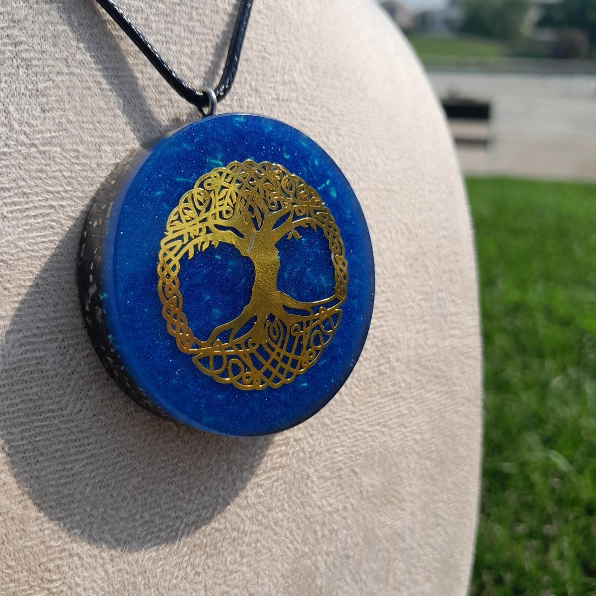 Colgante Orgonita Árbol de la Vida Azul con Shungita - Mundo Orgon