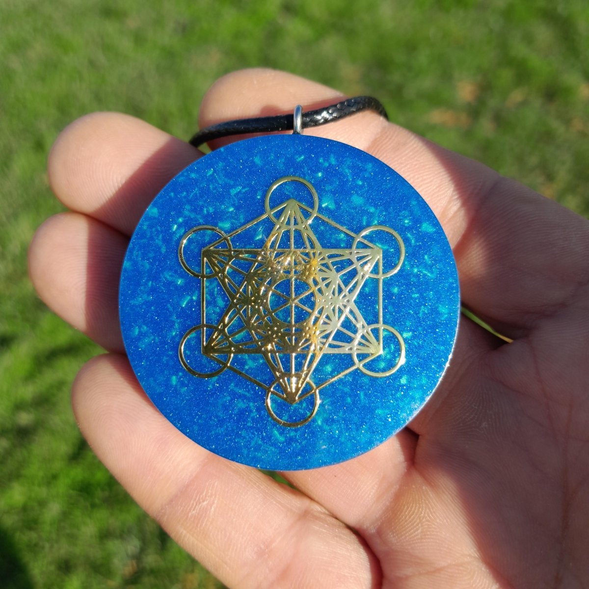Colgante Orgonita Arcángel Metatron Azul con Shungita - Mundo Orgon