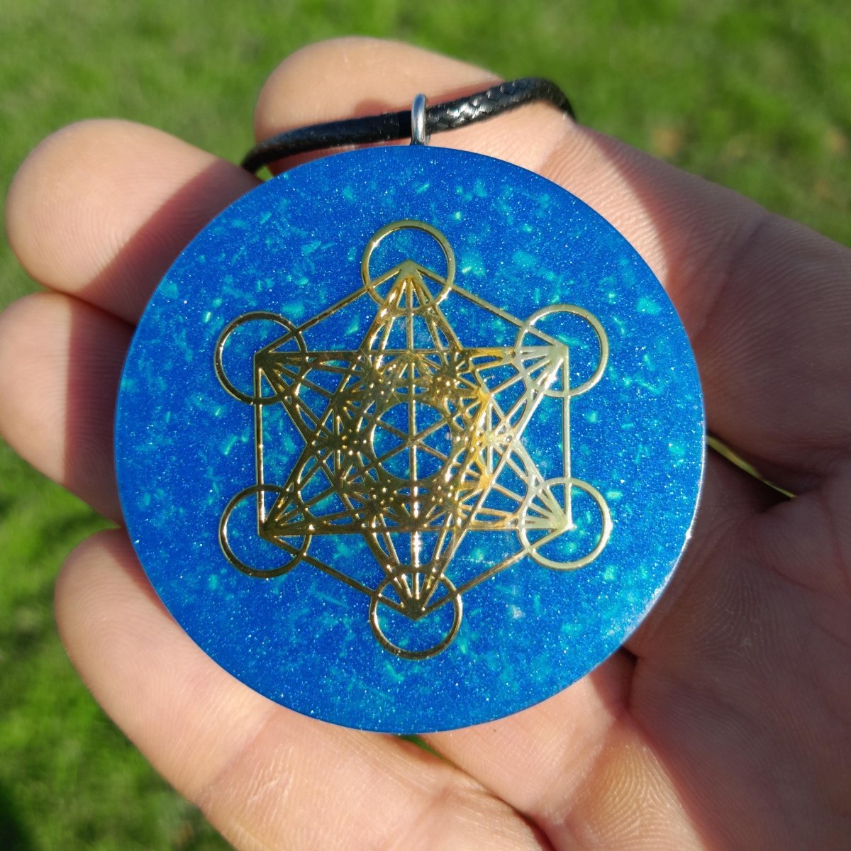 Colgante Orgonita Arcángel Metatron Azul con Shungita - Mundo Orgon