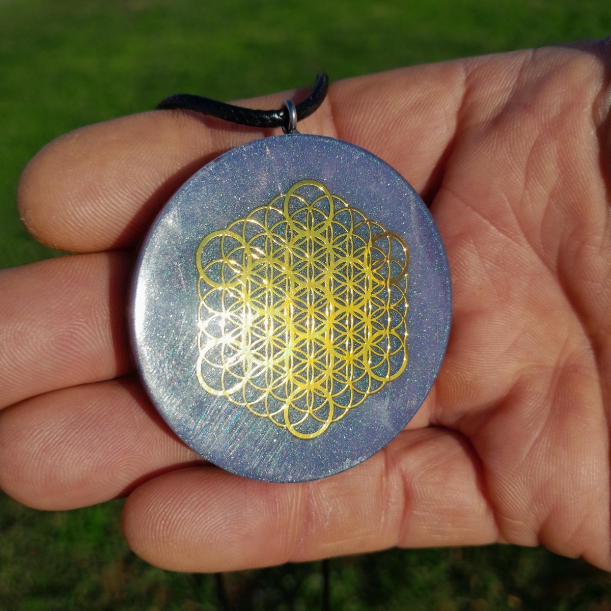 Colgante Orgonita Flor de la Vida Violeta con Shungita - Mundo Orgon