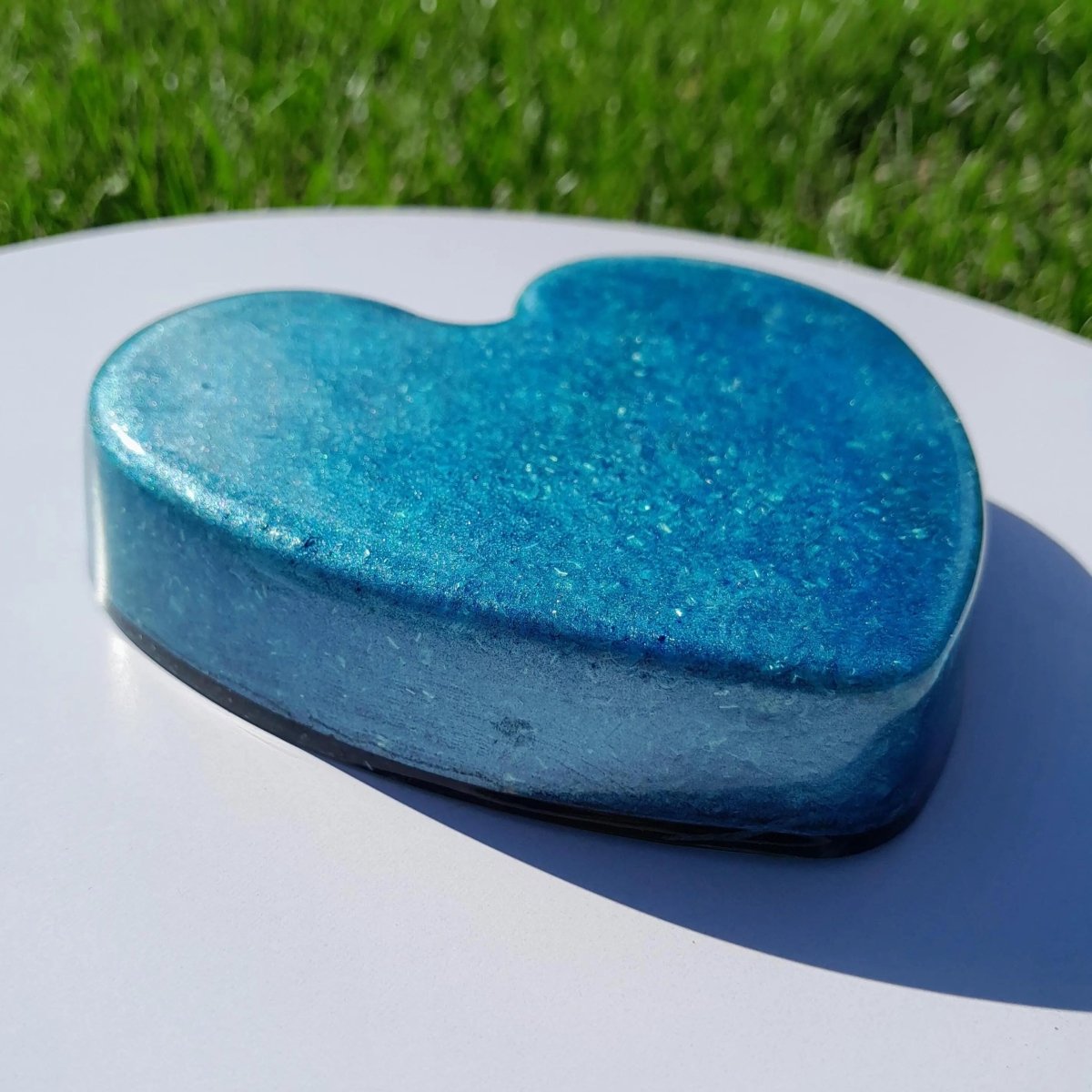 Corazón Orgonita Azul Cielo con Pigmentos de Mica - Mundo Orgon