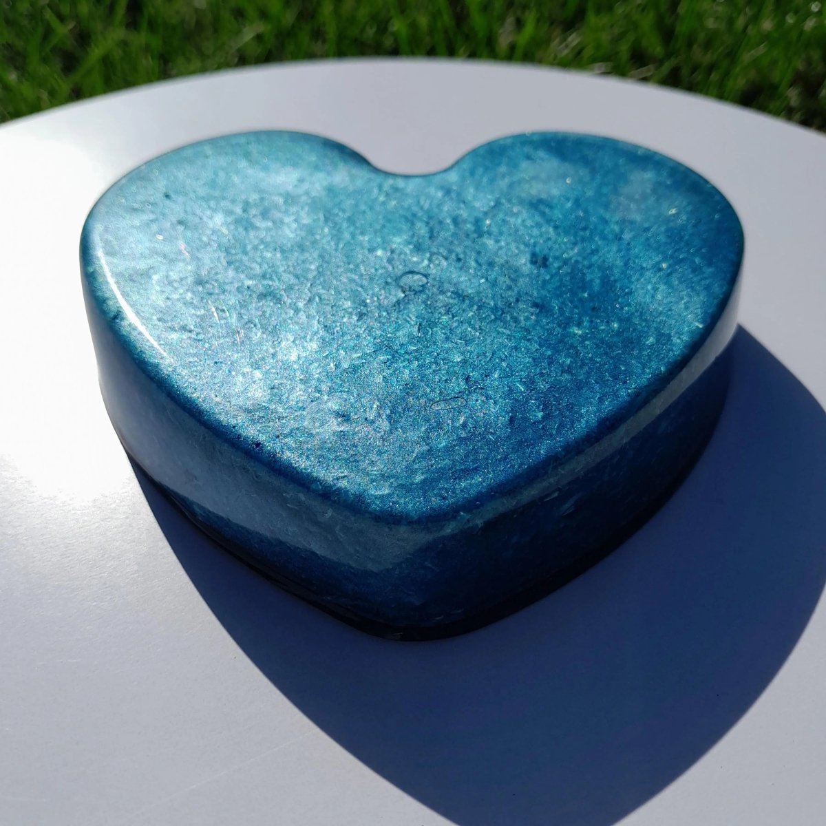 Corazón Orgonita Azul Cielo con Pigmentos de Mica - Mundo Orgon