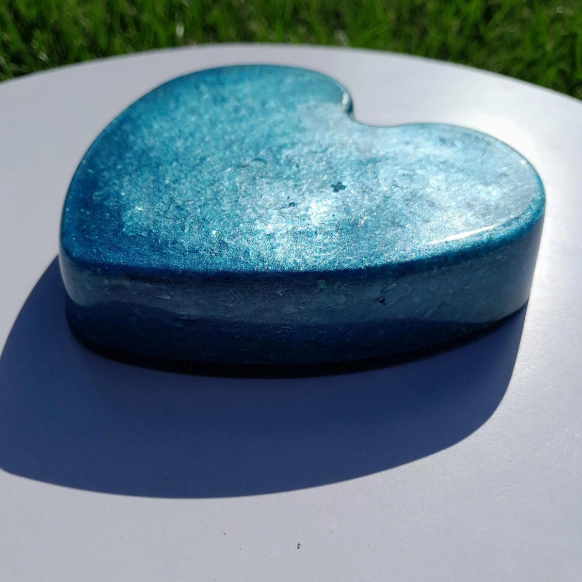 Corazón Orgonita Azul Cielo con Pigmentos de Mica - Mundo Orgon