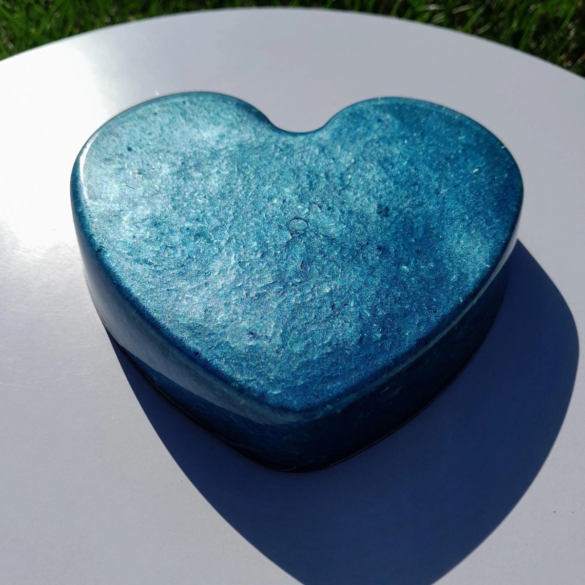 Corazón Orgonita Azul Cielo con Pigmentos de Mica - Mundo Orgon