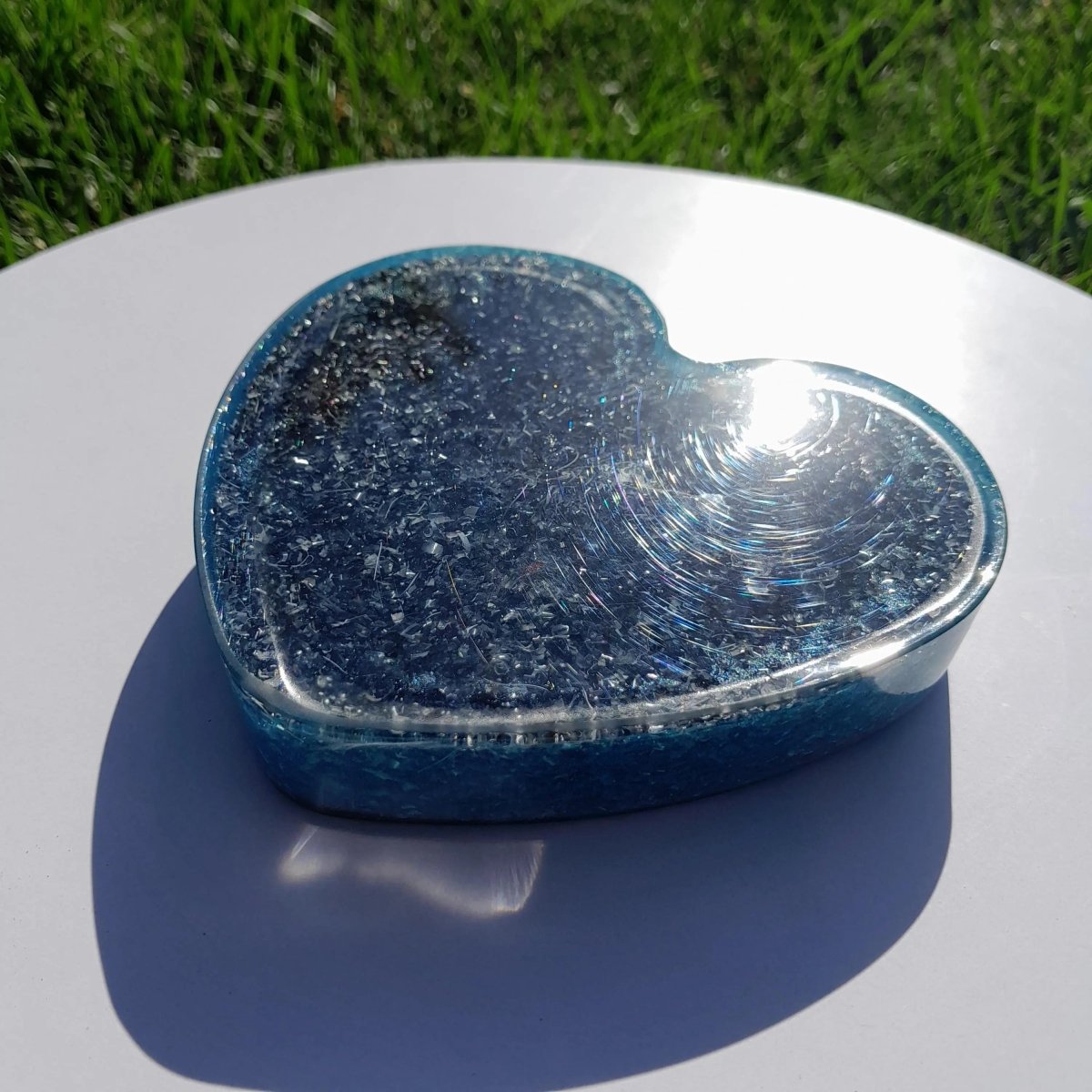 Corazón Orgonita Azul Cielo con Pigmentos de Mica - Mundo Orgon