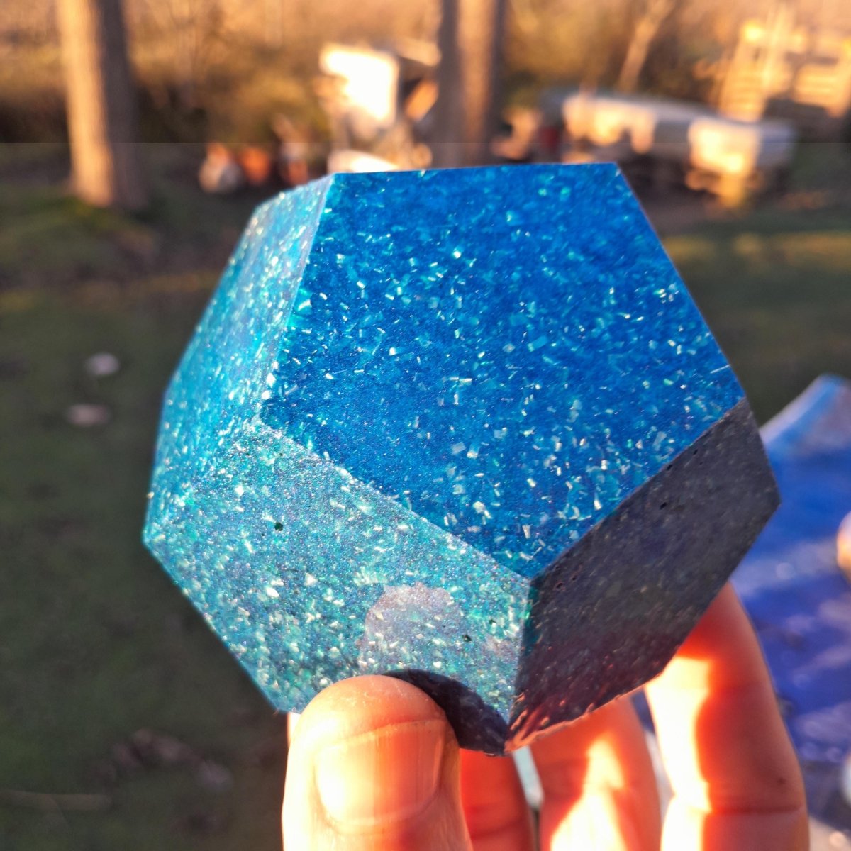 Dodecaedro de Orgonita Azul – Pieza Única Handmade - Mundo Orgon LTD