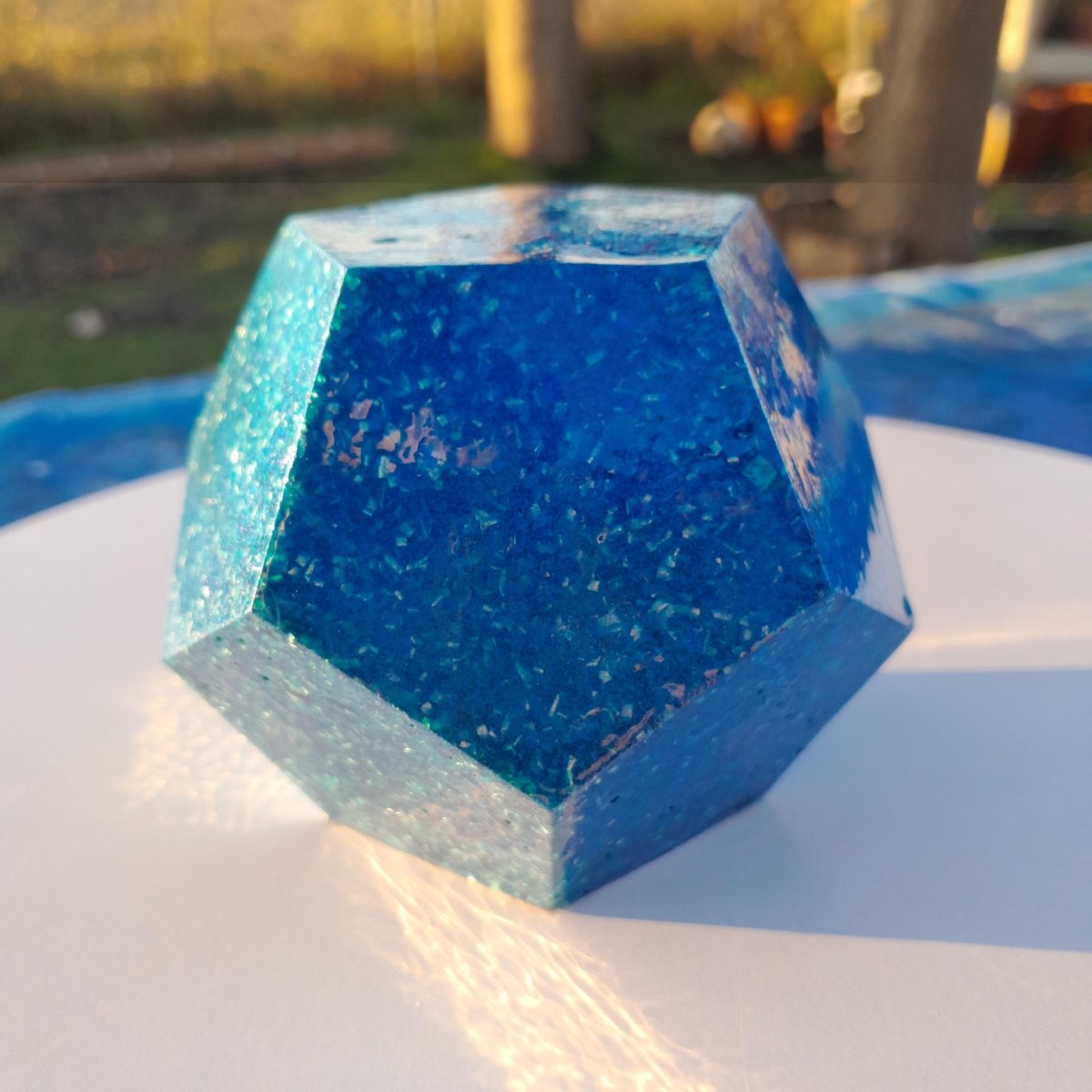Dodecaedro de Orgonita Azul – Pieza Única Handmade - Mundo Orgon LTD