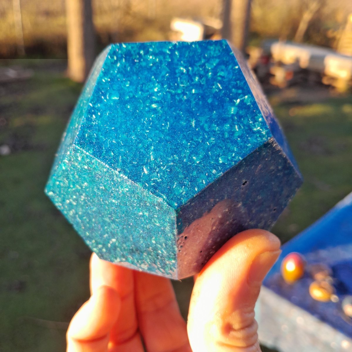 Dodecaedro de Orgonita Azul – Pieza Única Handmade - Mundo Orgon LTD