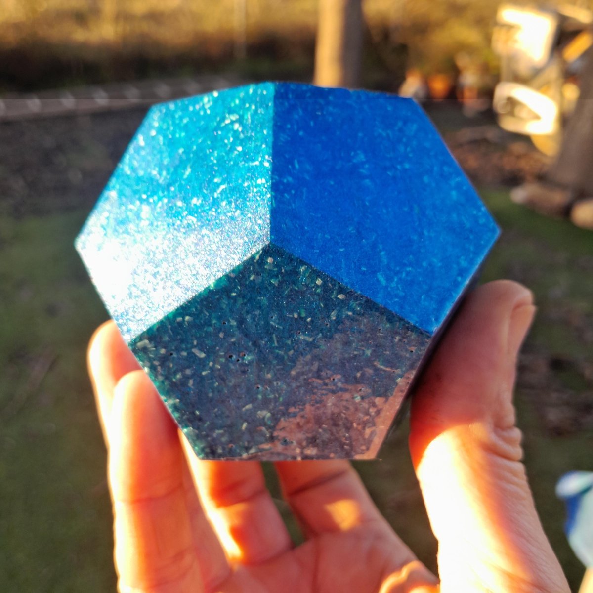 Dodecaedro de Orgonita Azul – Pieza Única Handmade - Mundo Orgon LTD