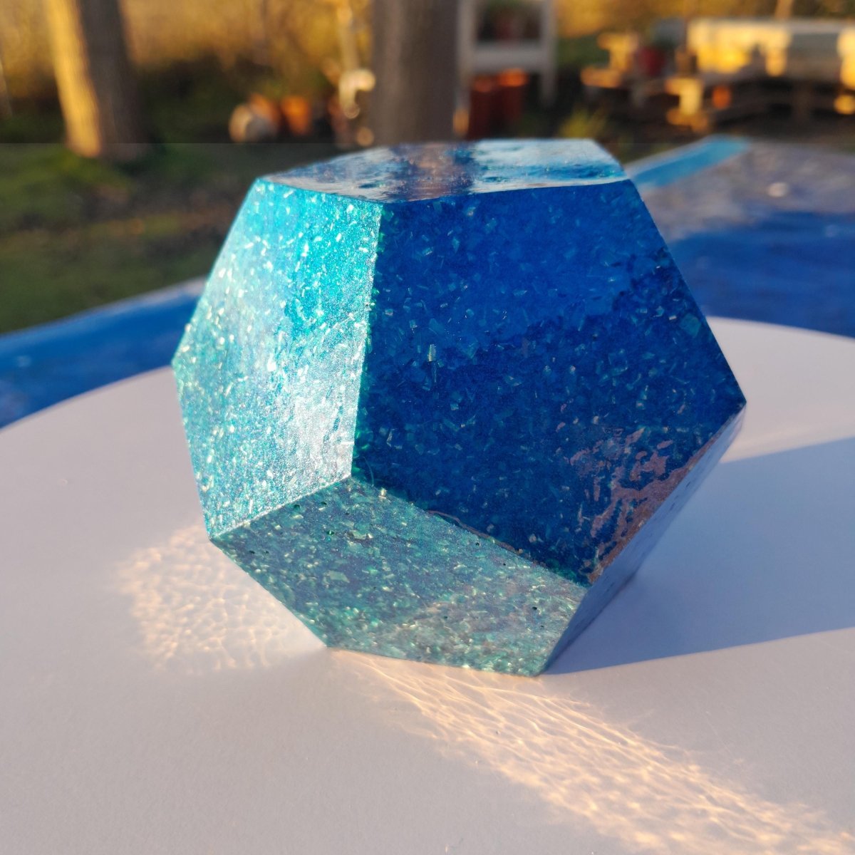 Dodecaedro de Orgonita Azul – Pieza Única Handmade - Mundo Orgon LTD