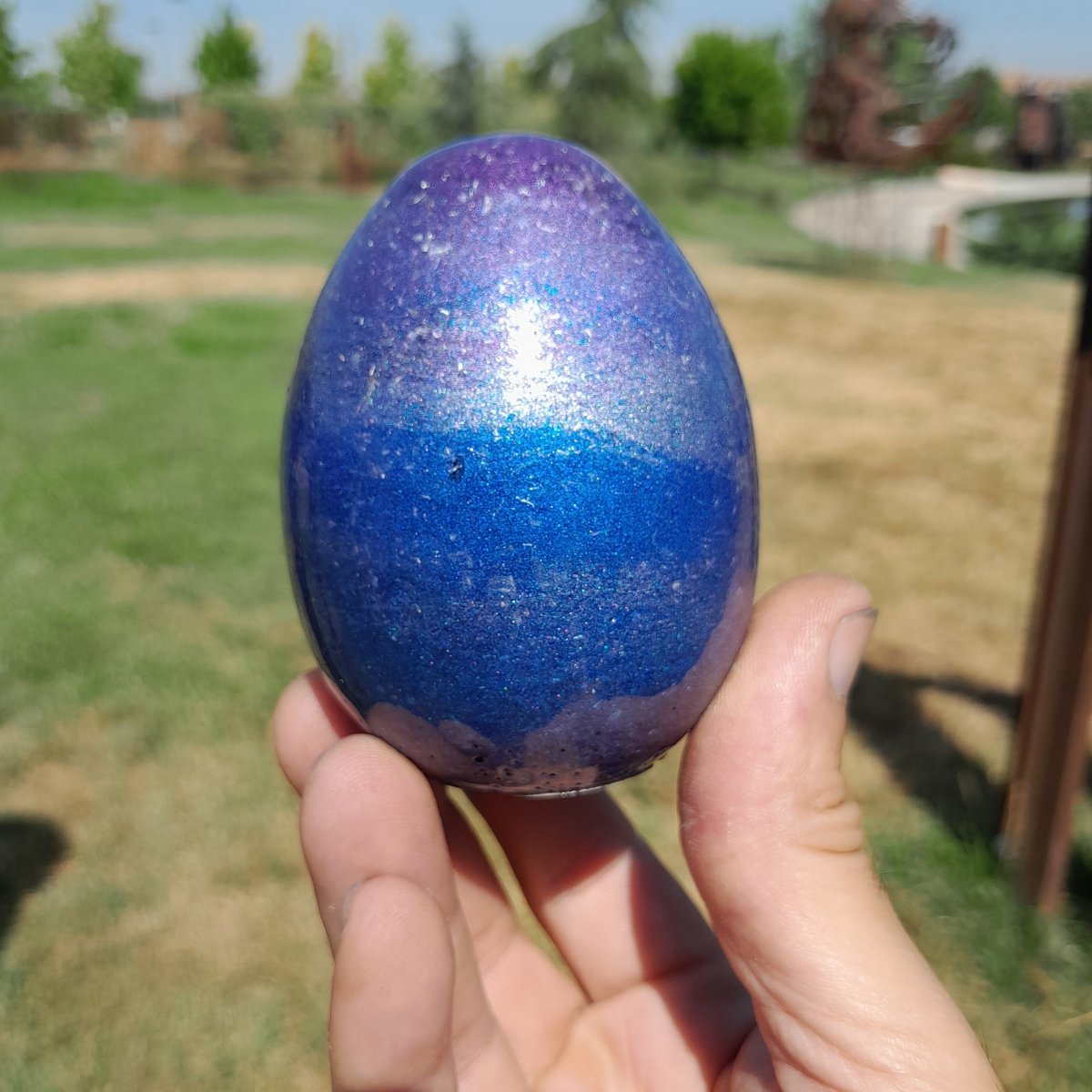 Huevo Orgonita Aguas Azules y Violeta con Shungita - Mundo Orgon LTD