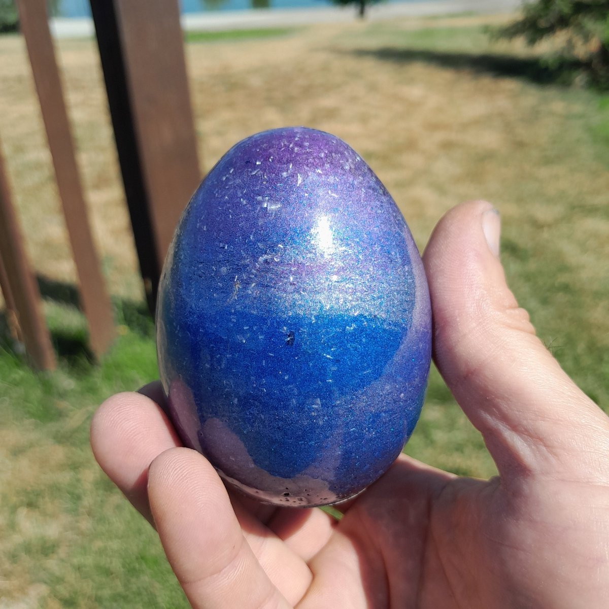 Huevo Orgonita Aguas Azules y Violeta con Shungita - Mundo Orgon LTD