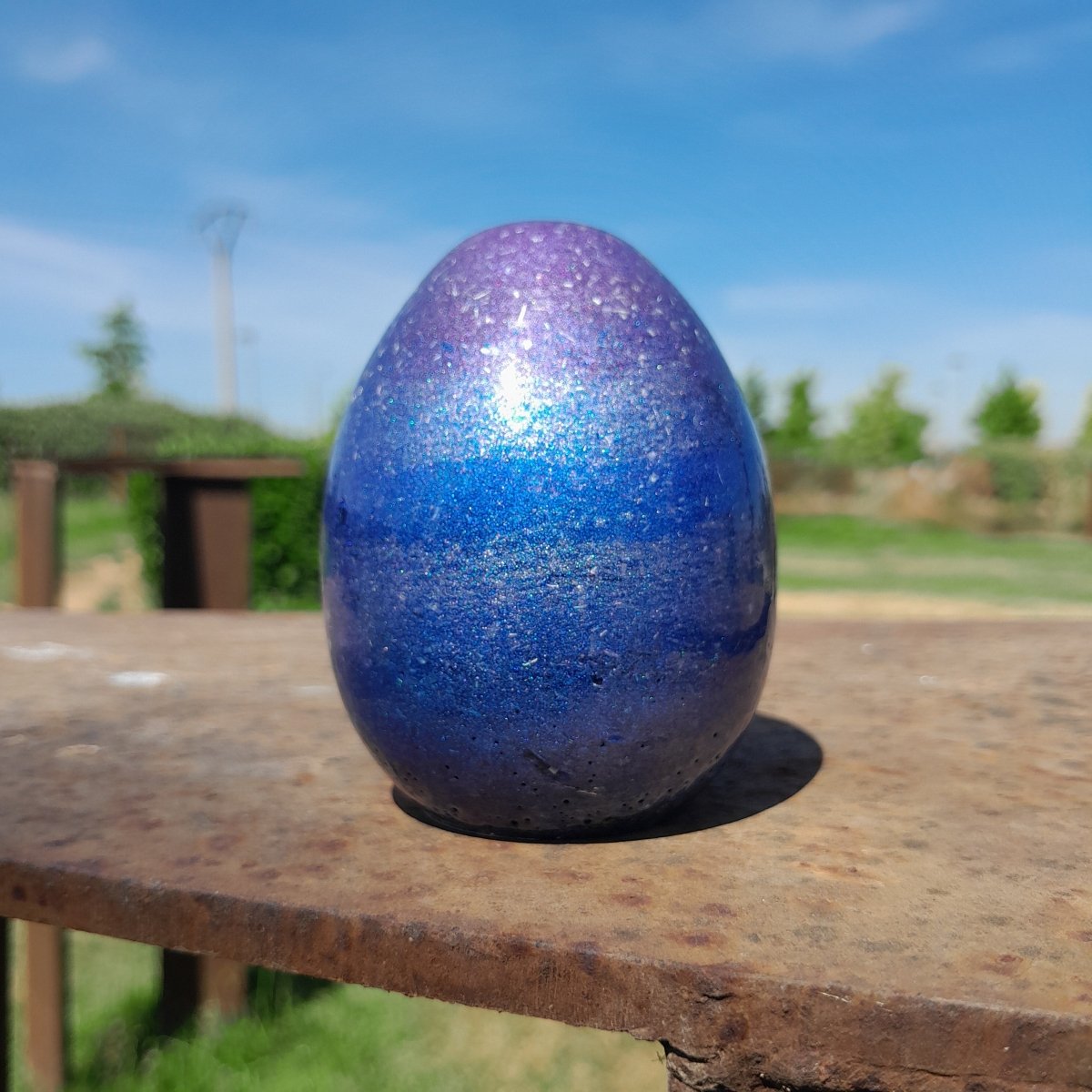 Huevo Orgonita Aguas Azules y Violeta con Shungita - Mundo Orgon LTD