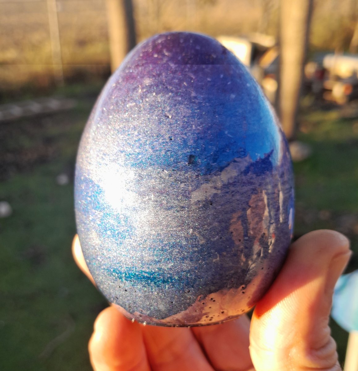 Huevo Orgonita Aguas Azules y Violeta con Shungita - Mundo Orgon LTD