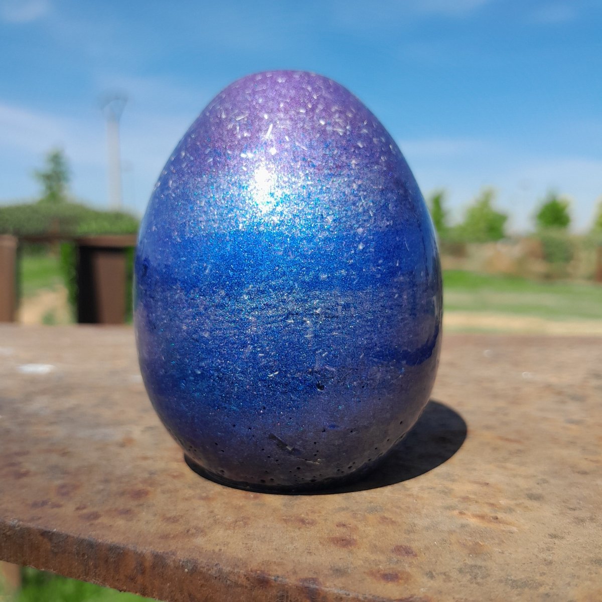 Huevo Orgonita Aguas Azules y Violeta con Shungita - Mundo Orgon LTD