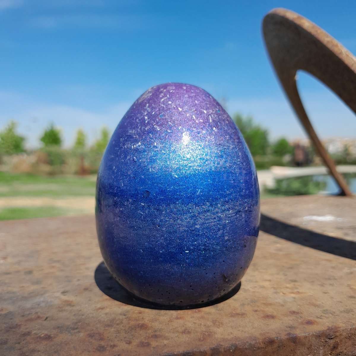 Huevo Orgonita Aguas Azules y Violeta con Shungita - Mundo Orgon LTD