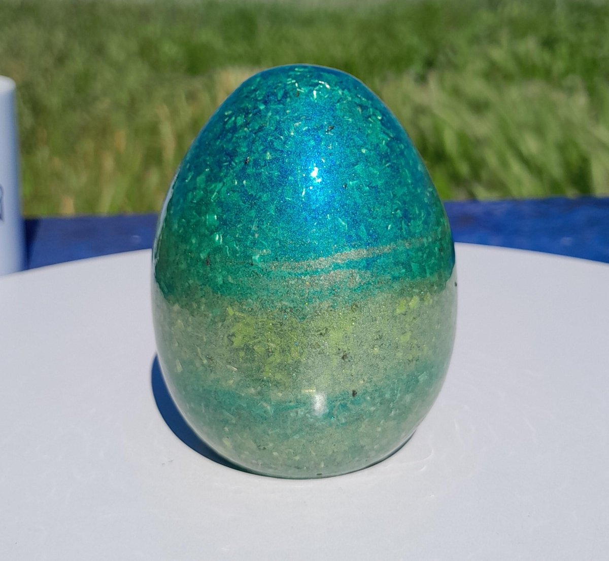 Huevo Orgonita Aguas Verdes y Azules - Mundo Orgon