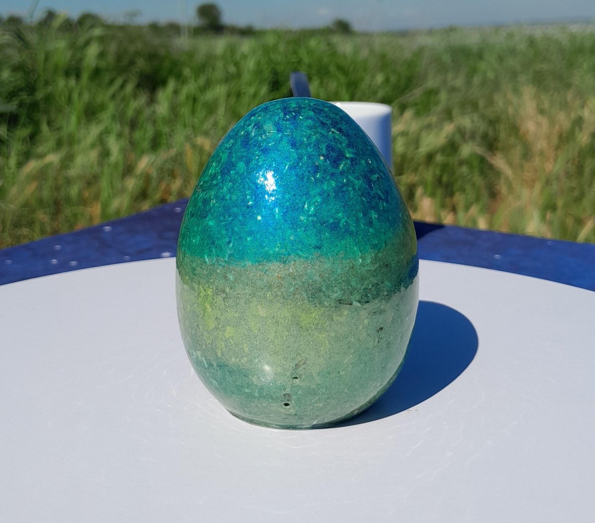 Huevo Orgonita Aguas Verdes y Azules - Mundo Orgon