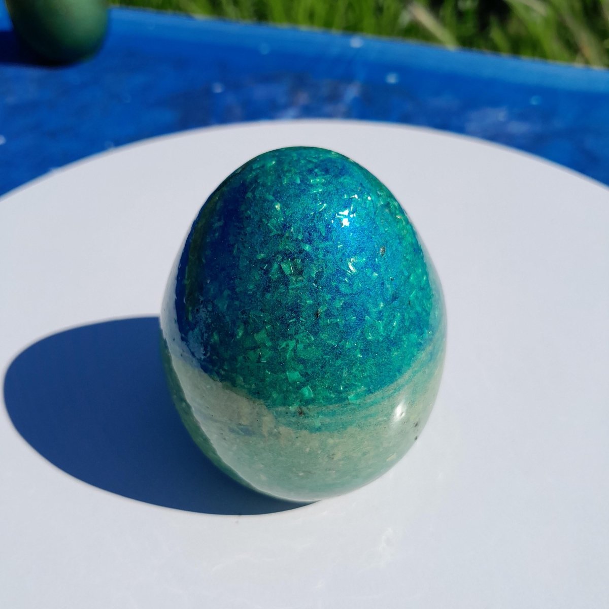 Huevo Orgonita Aguas Verdes y Azules - Mundo Orgon