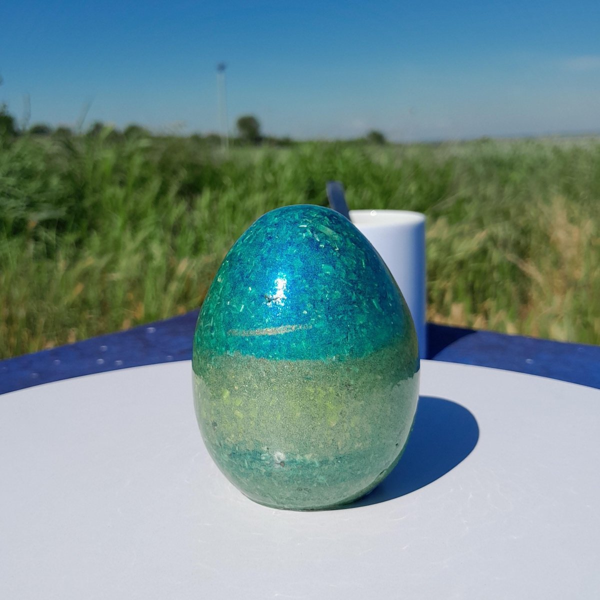 Huevo Orgonita Aguas Verdes y Azules - Mundo Orgon