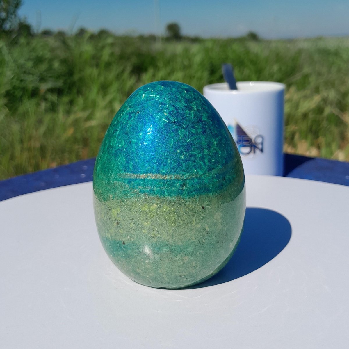 Huevo Orgonita Aguas Verdes y Azules - Mundo Orgon
