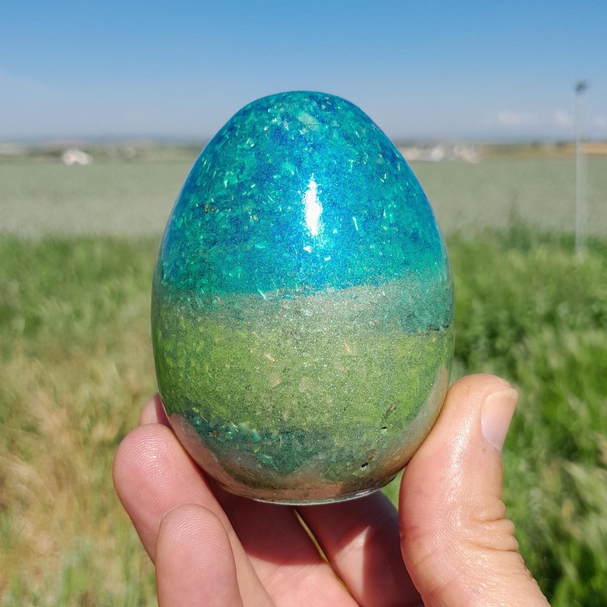Huevo Orgonita Aguas Verdes y Azules - Mundo Orgon
