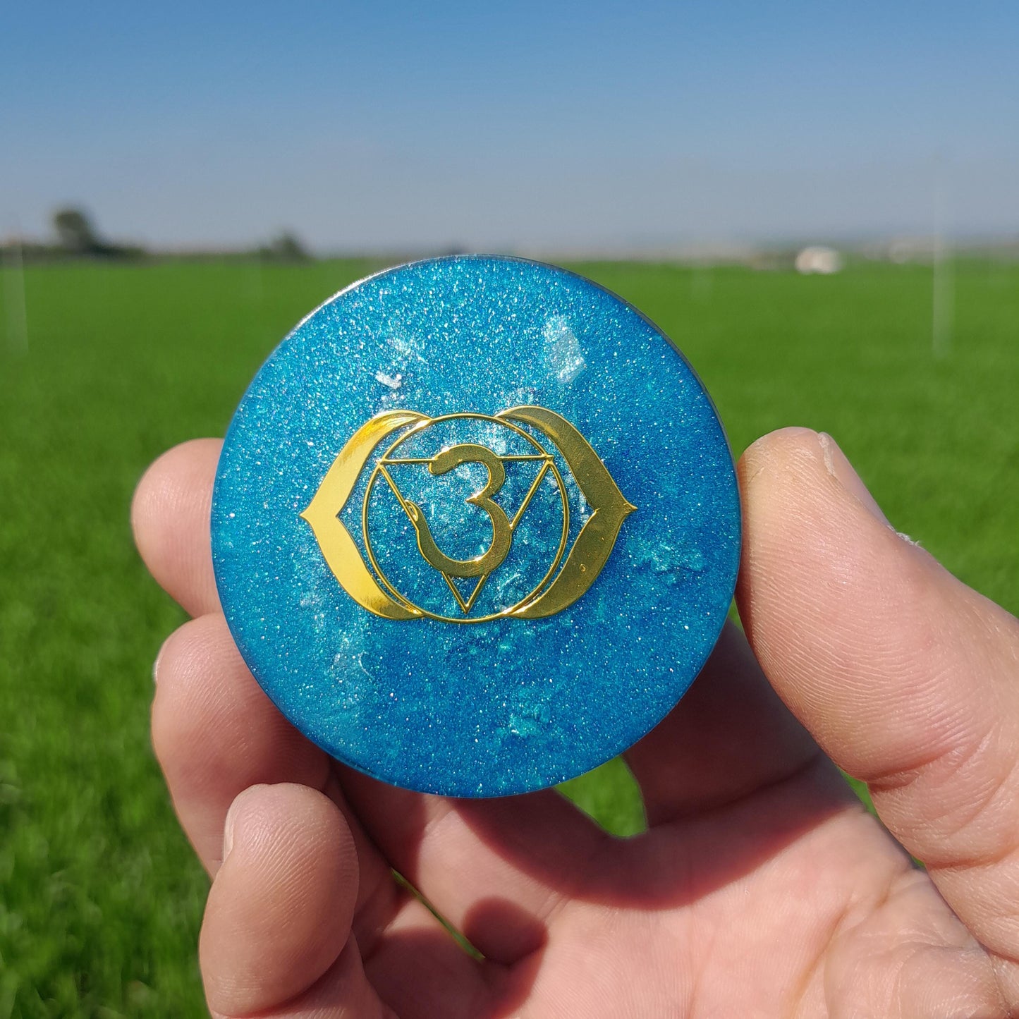 Orgonita de Bolsillo Flor de la Vida con Shunguita- Protección 5G- Pocket Orgonites