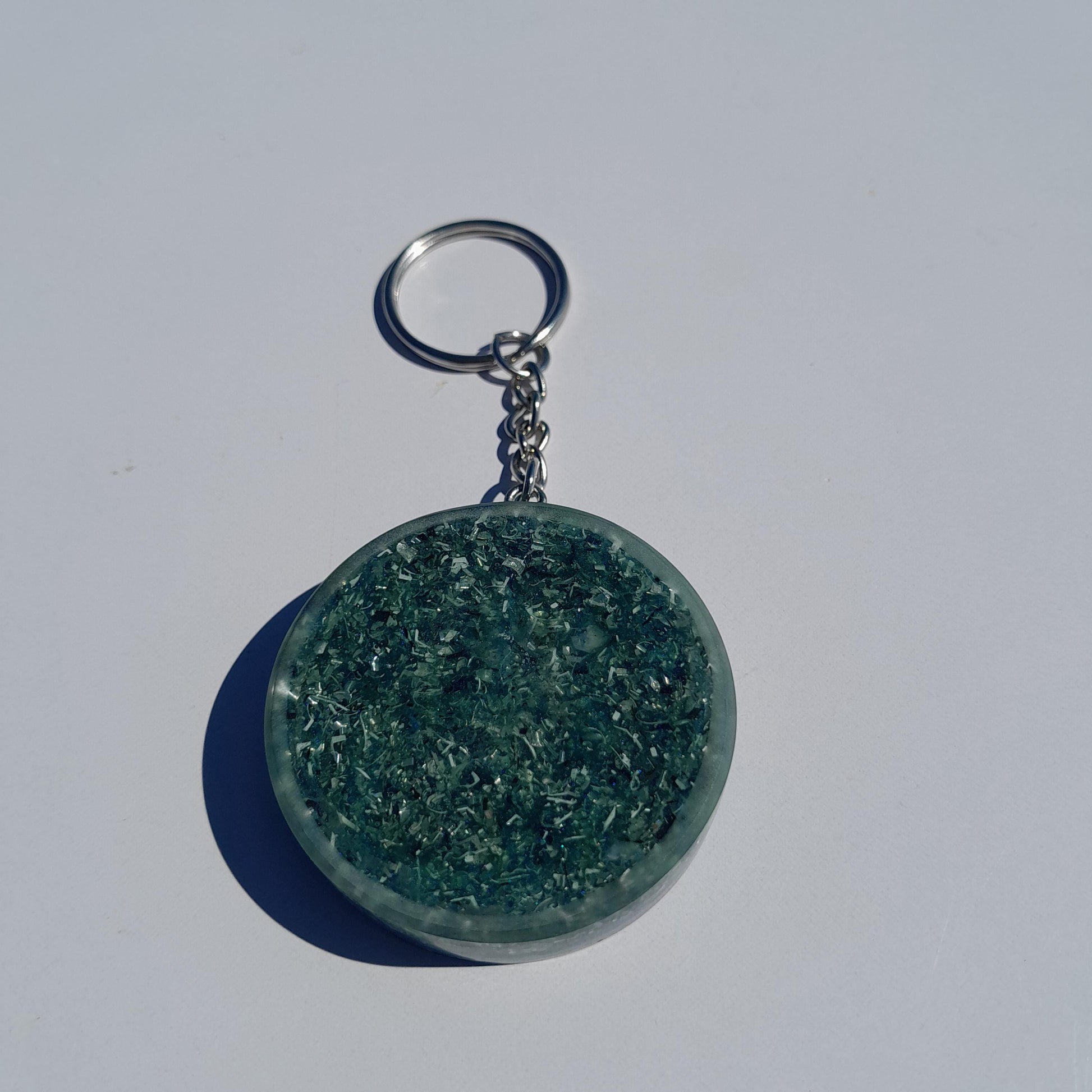 Llavero Orgonita Flor de la Vida con Flor de Loto Azul con Shunguita- Orgonite Keychain