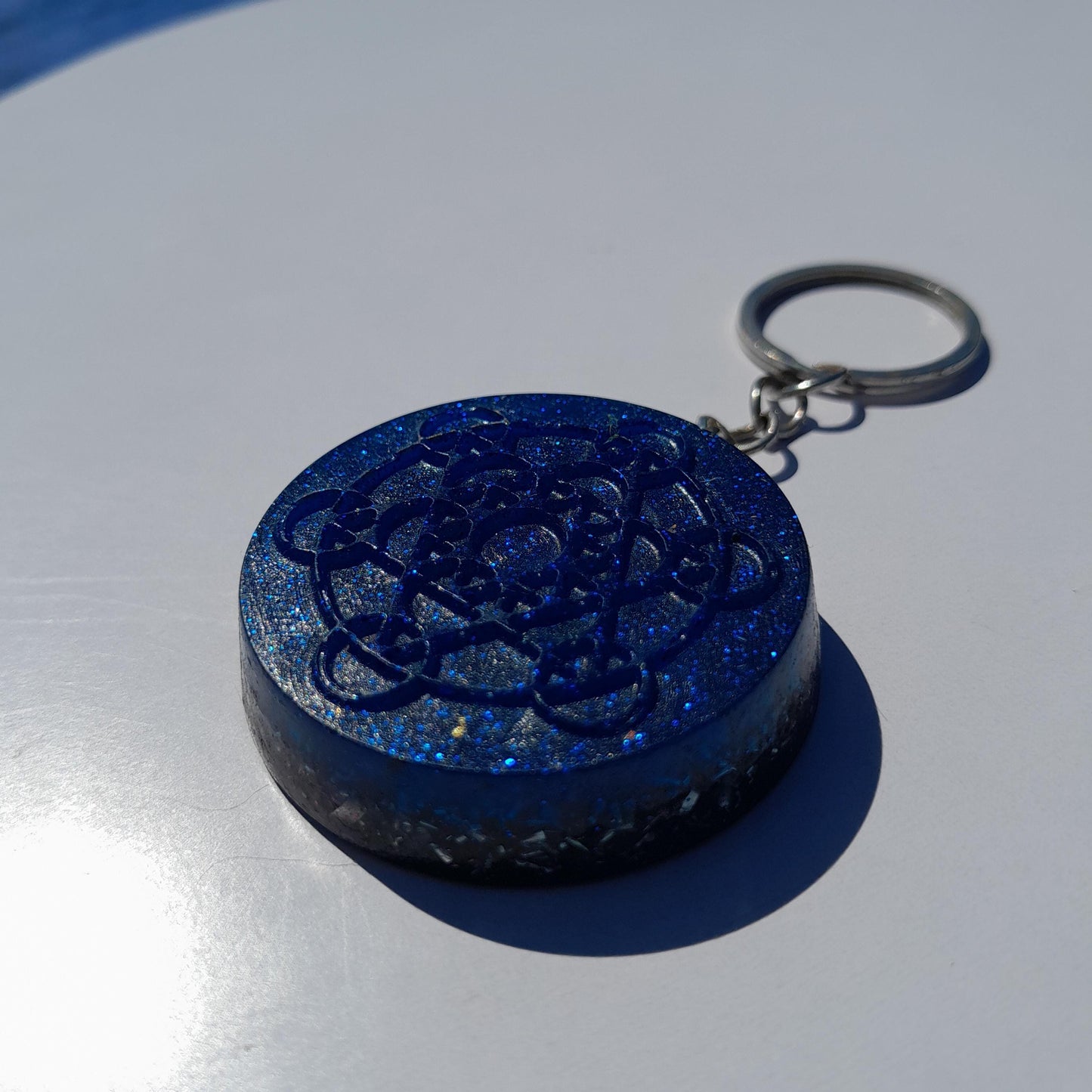 Llavero Orgonita Cubo de Metatron Azul- Protector 5G- Orgone Keychain